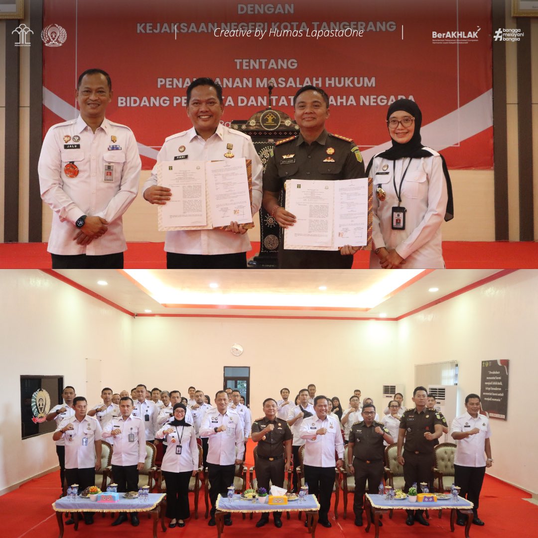 Lapastaone01's tweet photo. Tangerang – Lapas Kelas I Tangerang melakukan penandatanganan perjanjian kerja sama antara Lapas Kelas I Tangerang dengan Kejaksaan Negeri Kota Tangerang tentang penanganan masalah hukum bidang perdata dan tata usaha negara di aula Lapas Kelas I Tangererang, Rabu (05/06/2024). https://t.co/aiUtaEvBD5