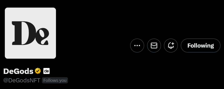 CryptofanSol's tweet image. Today I realized that @DeGodsNFT is following me!!! Oh my! This is awsome! Maybe this is because my owning 3 degods + 8 y00ts! I'm very happy and proud!