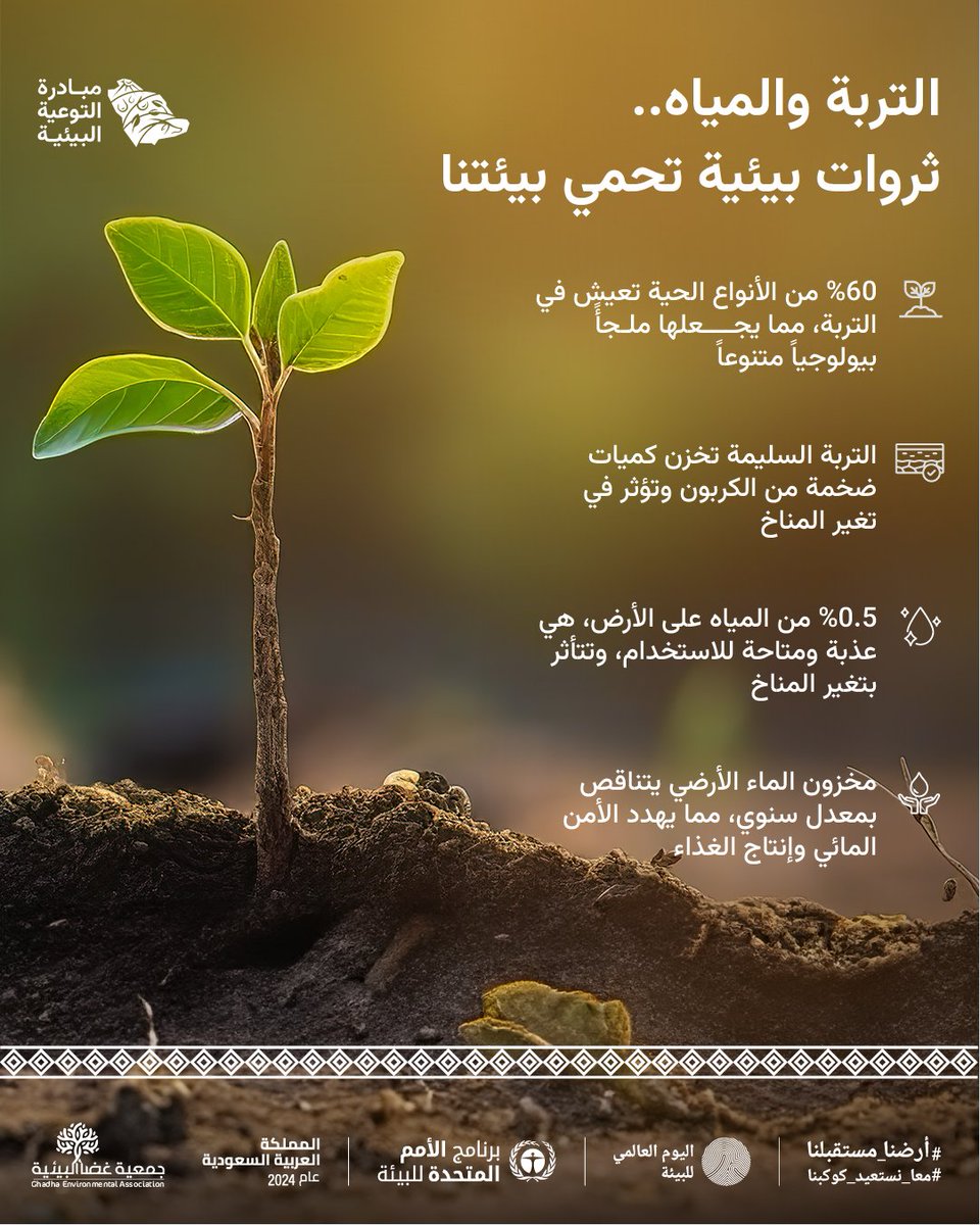 Ghadha_Onaizah's tweet photo. لنحمي ثرواتنا الهامة من خطر التصحر والجفاف🌿🌍  

⁧#أرضنا_مستقبلنا📷
#اليوم_العالمي_للبيئة📷 https://t.co/xqIYELRsDI