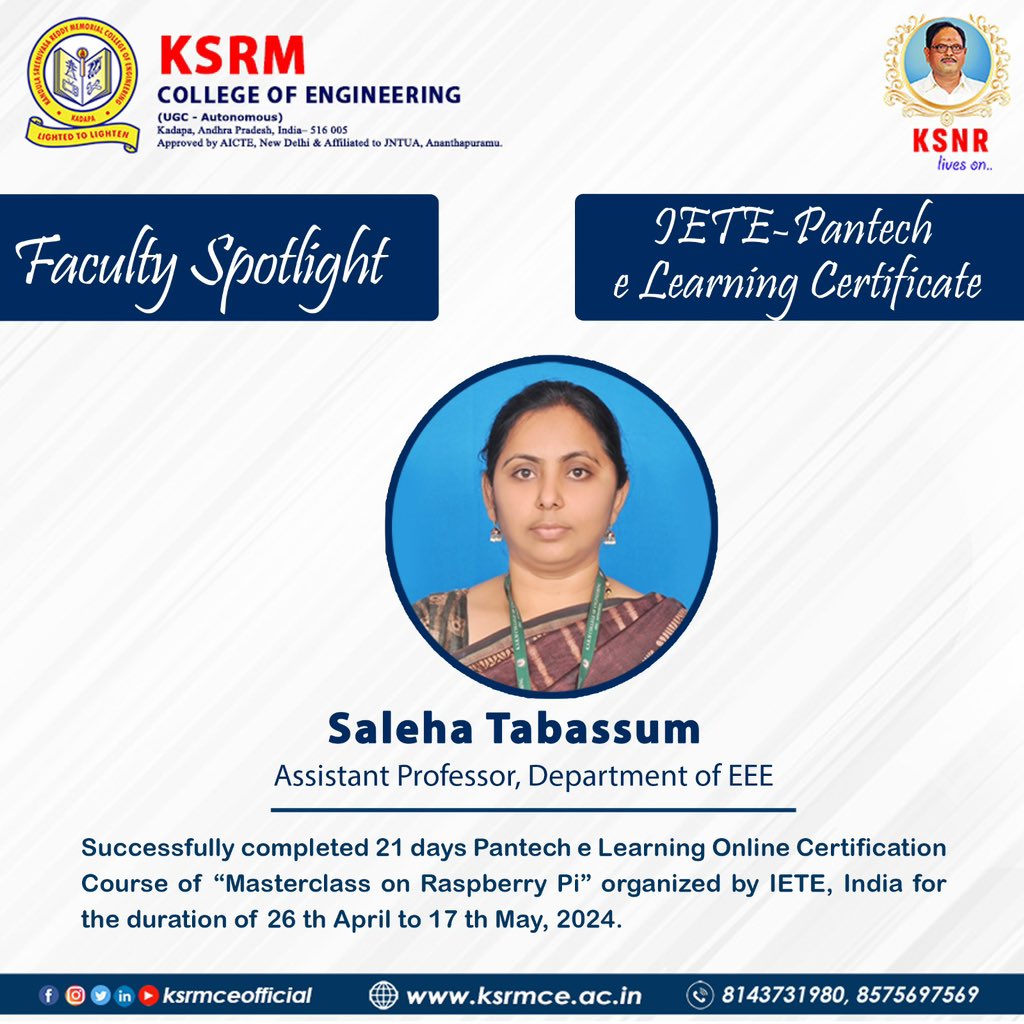 ksrmceofficial's tweet photo. Congratulations #ksrmeee #pantech #iete #ksrm #ksrmce #kandulagroups #engineering #kadapa #aicte #jntua #IntiativesofMHRD #ugc #iic #apsche https://t.co/TXUPpHQJSI