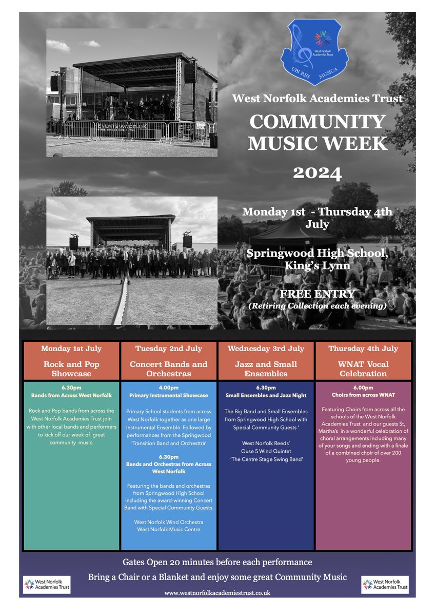 West Norfolk Academies Trust (@wnat_home) on Twitter photo Come along and join us for a week of music and song......
<a href="/SHSKingsLynn/">Springwood School</a> @StClements <a href="/MarshlandHS/">Marshland High School</a> <a href="/Smithdon_High/">Smithdon High School</a> <a href="/Clenchwartonsch/">Clenchwarton Primary School</a> <a href="/WestLynnPrimary/">West Lynn Primary School</a> <a href="/GaywoodPrimary/">Gaywood Primary</a> <a href="/SP_HJ_HI_WNAT/">Snettisham, Heacham Infant and Junior _WNAT</a> Come along and join us for a week of music and song......
<a href="/SHSKingsLynn/">Springwood School</a> @StClements <a href="/MarshlandHS/">Marshland High School</a> <a href="/Smithdon_High/">Smithdon High School</a> <a href="/Clenchwartonsch/">Clenchwarton Primary School</a> <a href="/WestLynnPrimary/">West Lynn Primary School</a> <a href="/GaywoodPrimary/">Gaywood Primary</a> <a href="/SP_HJ_HI_WNAT/">Snettisham, Heacham Infant and Junior _WNAT</a>