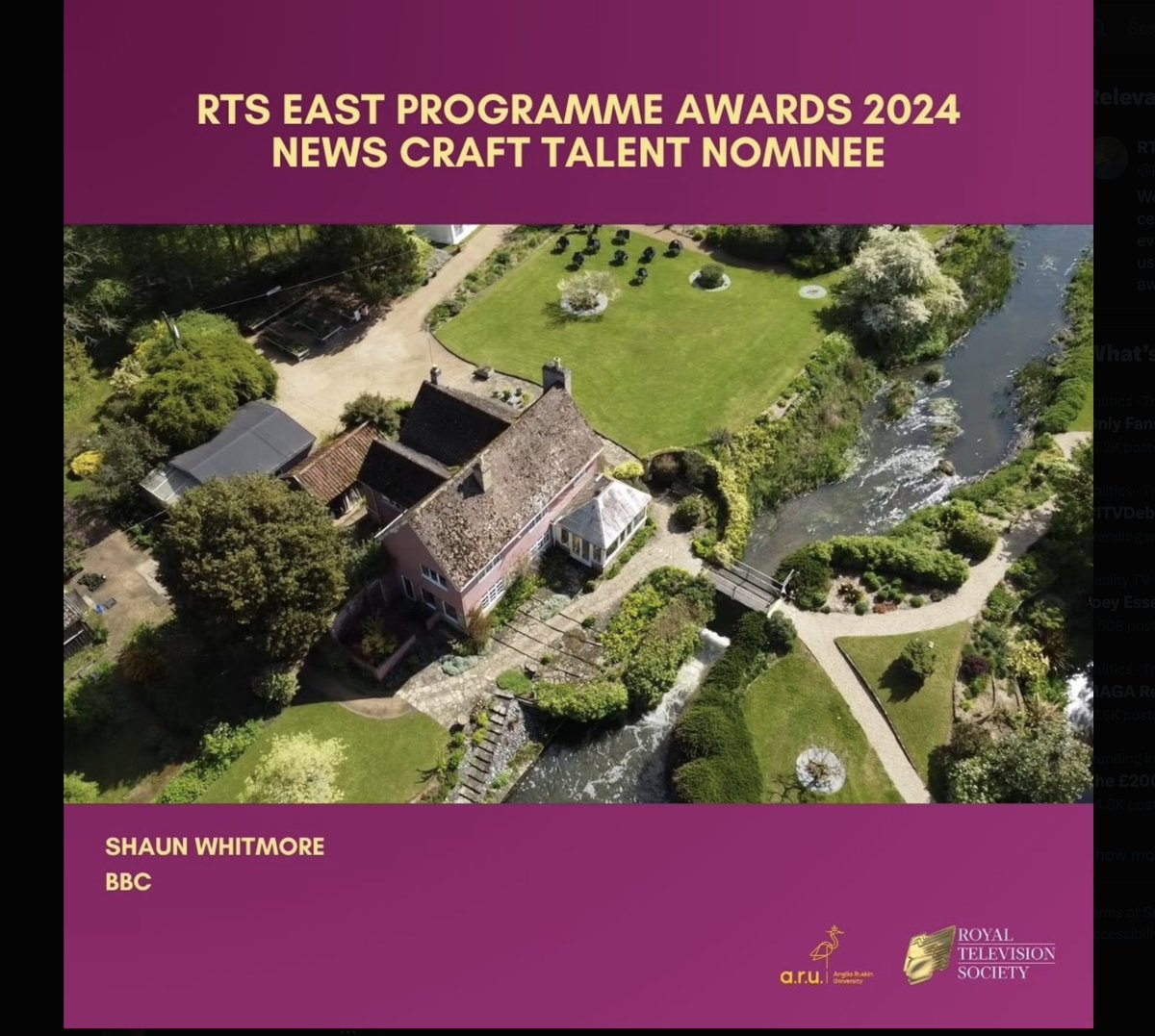 cameramanshaun's tweet photo. Very happy to be nominated .... fingers crossed @BBCLookEast @RTS_East https://t.co/mADfwaGtow