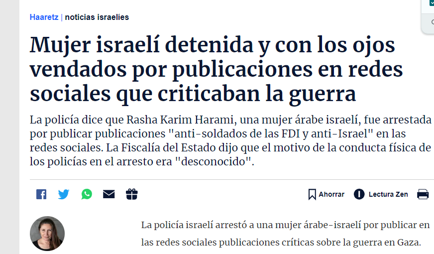 Ylainoa's tweet photo. Como Israel es una pedazo de democracia ejemplar, si dices algo que no le gusta al gobierno te llevan preso, sobre todo si eres árabe.
Rasha Karim, con los ojos vendados y manos atadas por una publicación en sus redes donde criticaba que hubiesen quemado a la gente viva en Rafah. https://t.co/OU3bvsf9nT