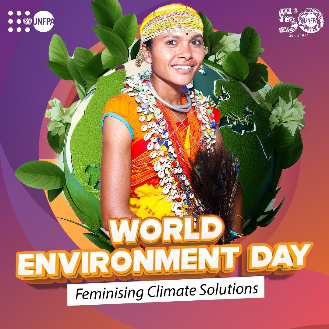 UNFPAIndia's tweet photo. #WorldEnvironmentDay

#DidYouKnow:Climate crisis increases gender inequalities?

That is why WOMEN &amp; GIRLS should be leading #ClimateSolutions

Read Op-Ed by @UNinIndia RC, @ShombiSharp, @UNFPA🇮🇳 Rep. @DiagneAndrea, &amp; Former UNEP🇮🇳 Country Head, Mr. Bagai

https://t.co/8E9I5MJkCZ https://t.co/pDUNhA9gin