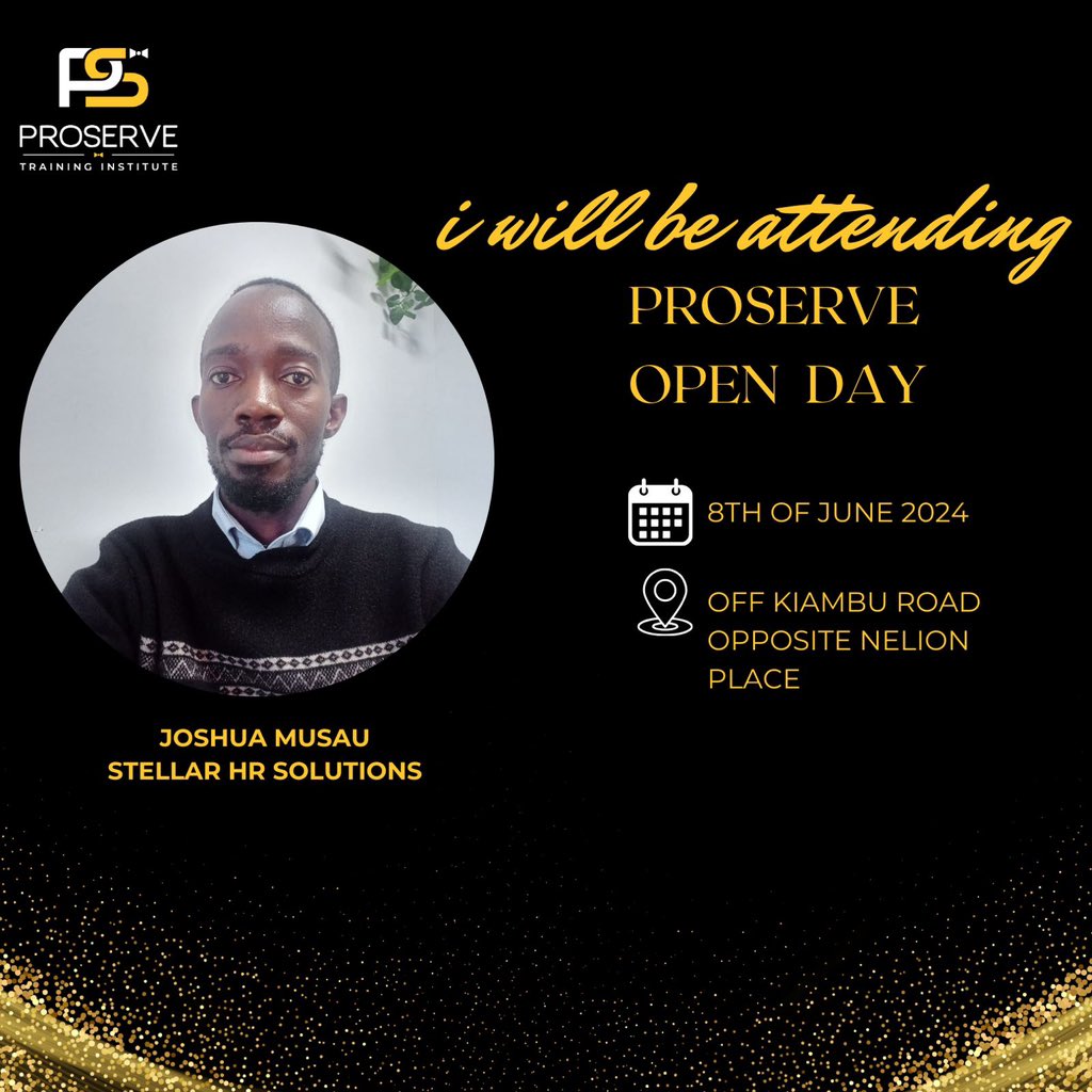 ProserveTI's tweet photo. We are having some amazing guests who will be attending the Proserve open day that is happening on the 8th of June 2024, this coming Saturday as from 10am.
Make sure you don’t miss out!
#proservetraininginstitute #hospitality #kenya #nairobi https://t.co/RLD3MzHVJB
