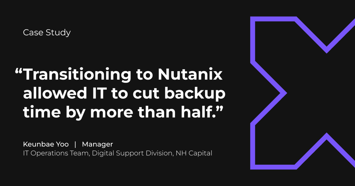 vanquishtech's tweet photo. By going cloud, NH Capital lowered their backup time by 67% and increased customer service satisfaction. Read the full story: https://t.co/FnSIiY5yJH #NutanixStories https://t.co/pKpPsVLoQy
