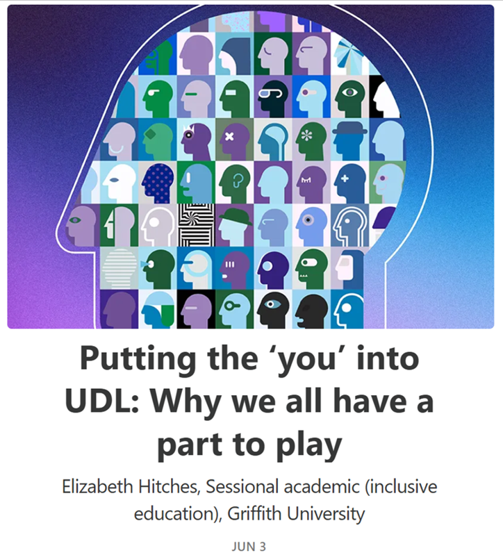 KiftSally's tweet photo. 🚨In my #NeededNowLT series @jasonmlodge
@Griffith_Uni @E_Hitches
Putting the ‘you’ into UDL
👏Inclusive edu where every student is welcomed, valued, included &amp; enabled to thrive
Join @adcet_edu_au #UDL Symp 12 June w @ThomasJTobin
https://t.co/daod5w3Ryi
https://t.co/jIG0fiAENd https://t.co/nEvtqpztt5