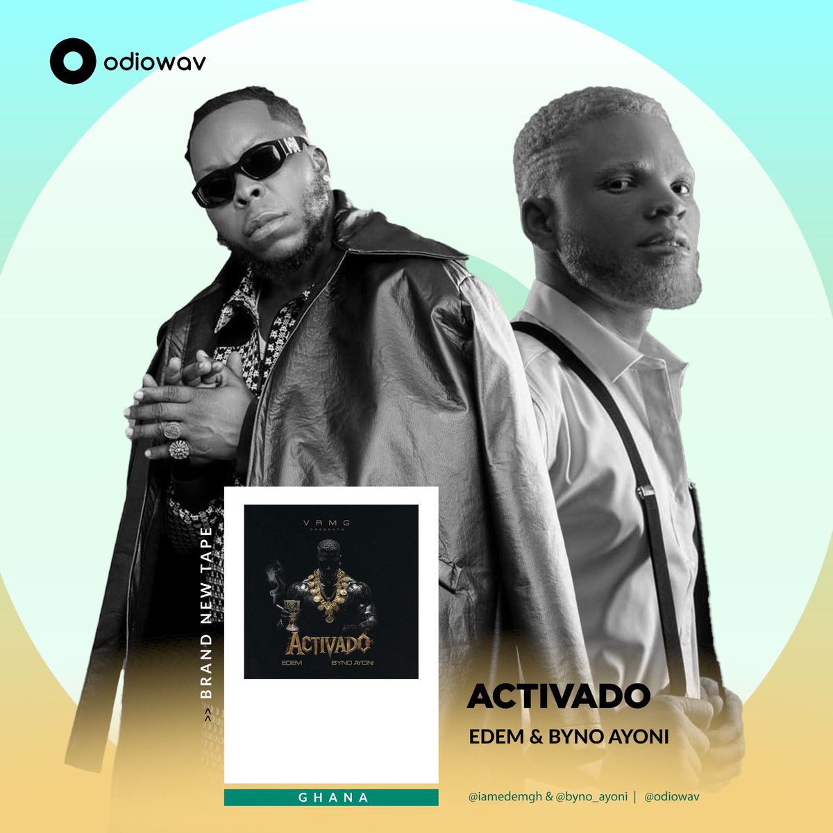 odiowav's tweet photo. >>> BRAND NEW | TAPE | GHANA 🇬🇭

The VRMG boss @iamedem is out with a four-track tape with his signee @Byno_Ayoni • @VrmgRecords 
Stream ‘ACTIVADO’
Link: https://t.co/d4GzC8AhnH

#odiowav #brandnewtape #music https://t.co/xvY23NmJnC