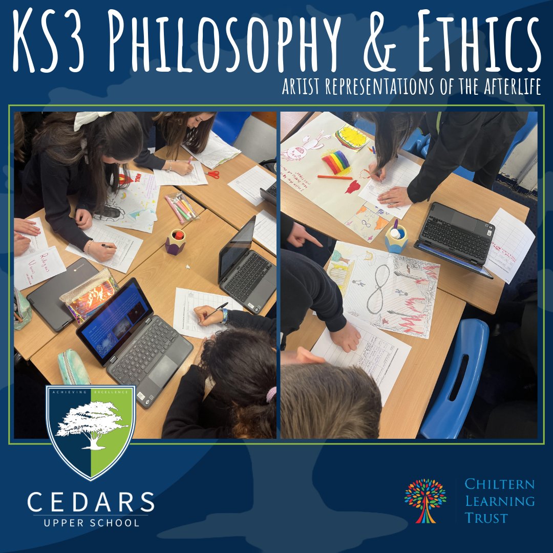 Cedars_Upper's tweet image. Students in KS3 Philosophy and Ethics have been focusing on positive feedback following their artist representations of the afterlife.  #achievingexcellence #postive
@chilternlt @linsladeschool @LoveLeightonB