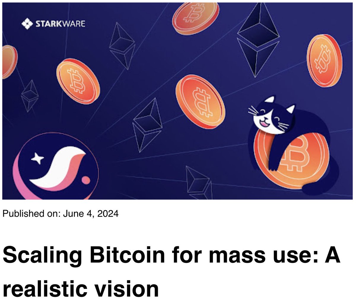 💣STARKNET DIVENTERÀ un LAYER 2 di BITCOIN💣

(like e repost per l'algoritmo e si vola. Inoltre ci impiegate un nano_secondo grazie)👇
Introduzione
Starknet è uno dei vari layer 2 di Ethereum che sfrutta la tecnologia zero-knowledge.

Ha recentemente rilasciato anche l'airdrop