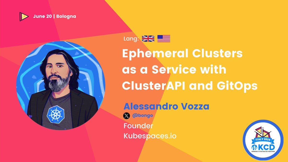 Kubernetes Community Days Italy (@kcditaly) on Twitter photo 🎙 Alessandro Vozza (<a href="/bongo/">Alessandro Vozza</a>)'s talk, "Ephemeral Clusters as a Service with ClusterAPI and GitOps," will dive into managing Kubernetes at scale. He'll explore the use of ClusterAPI, ArgoCD, and Prometheus+Thanos to streamline cluster management.
#KCDItaly 🎙 Alessandro Vozza (<a href="/bongo/">Alessandro Vozza</a>)'s talk, "Ephemeral Clusters as a Service with ClusterAPI and GitOps," will dive into managing Kubernetes at scale. He'll explore the use of ClusterAPI, ArgoCD, and Prometheus+Thanos to streamline cluster management.
#KCDItaly