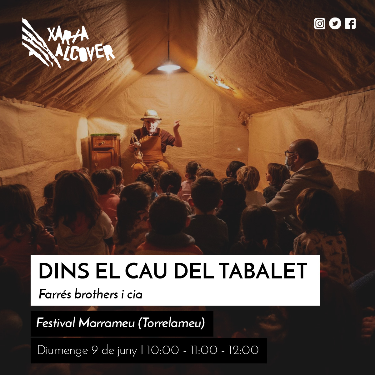 XarxaAlcover's tweet image. 🎭 DINS EL CAU DEL TABALET de la companyia @Farresbrothers i cia, està al @FMarrameu aquest cap de setmana. 🥰 

Un festival de #contes 📖 i #espectacles de carrer que es realitza en #Torrelameu, un exemple que ser petit no ha de ser l'excusa per no fer coses “grans”. 🙌