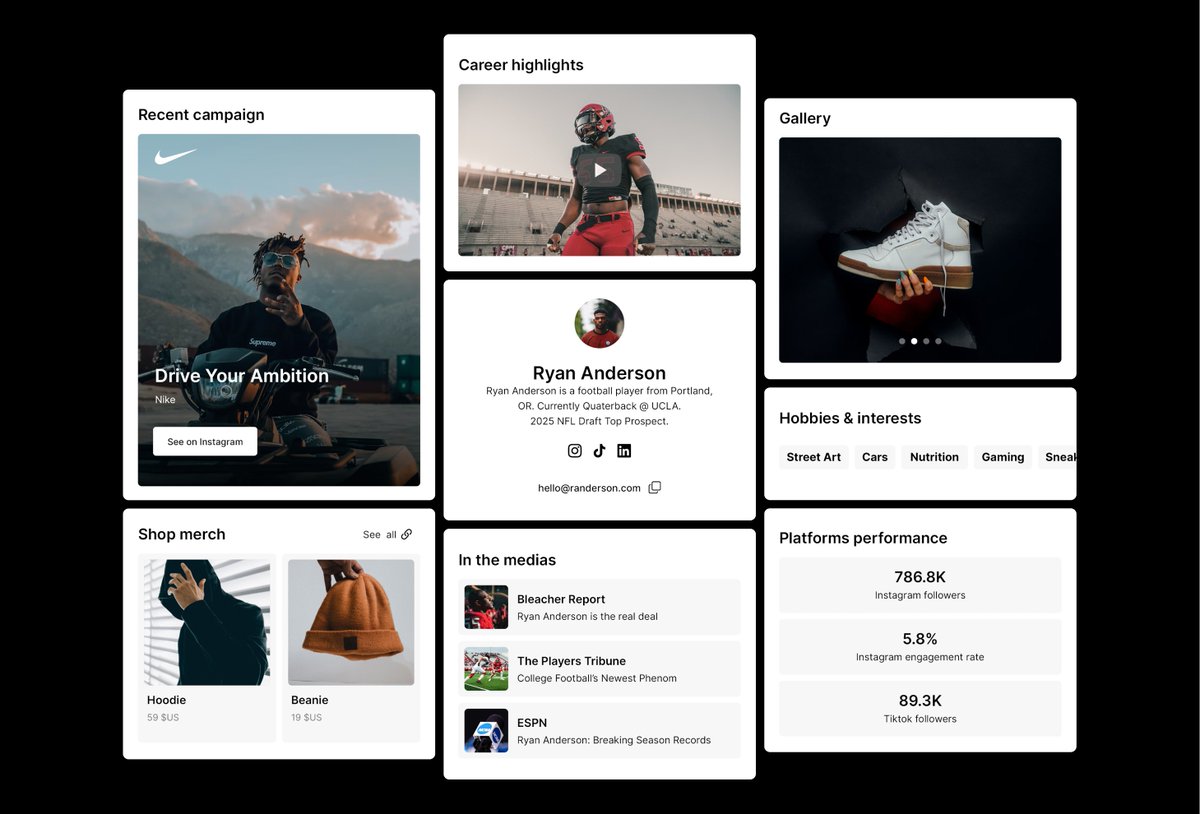 mindro_'s tweet image. Introducing 'The NIL Bridge', a customizable link in bio @Framer template dedicated to NIL athletes. 
Preview➝ thenilbridge.framer.website
Reply "Send", RT, and Like this post, and I'll send you the free remix link via DM. 
#buildinpublic #framer #framertemplate #NIL #NCAA