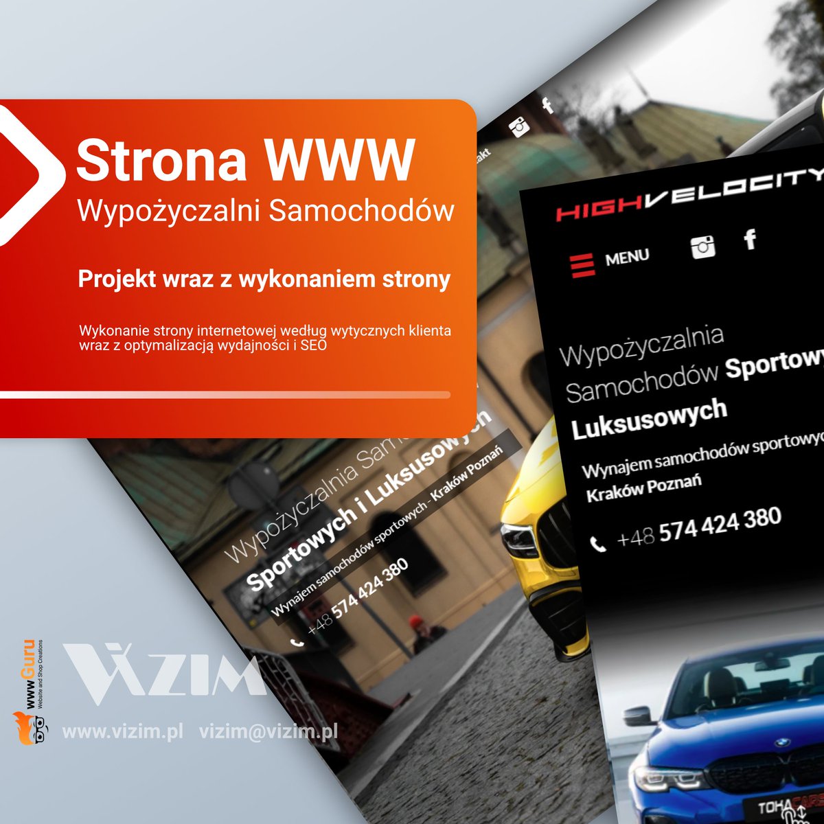 ViZIMpl's tweet image. Strona internetowa wypożyczalni samochodów z Poznania i Krakowa. Realizacja strony www dla firmy HighVeloCity obejmująca wykonanie i wdrożenie strony www wraz z optymalizacją wydajności i podstawowymi elementami SEO.
#projekt #stronainternetowa #stronawww #website #webdesign