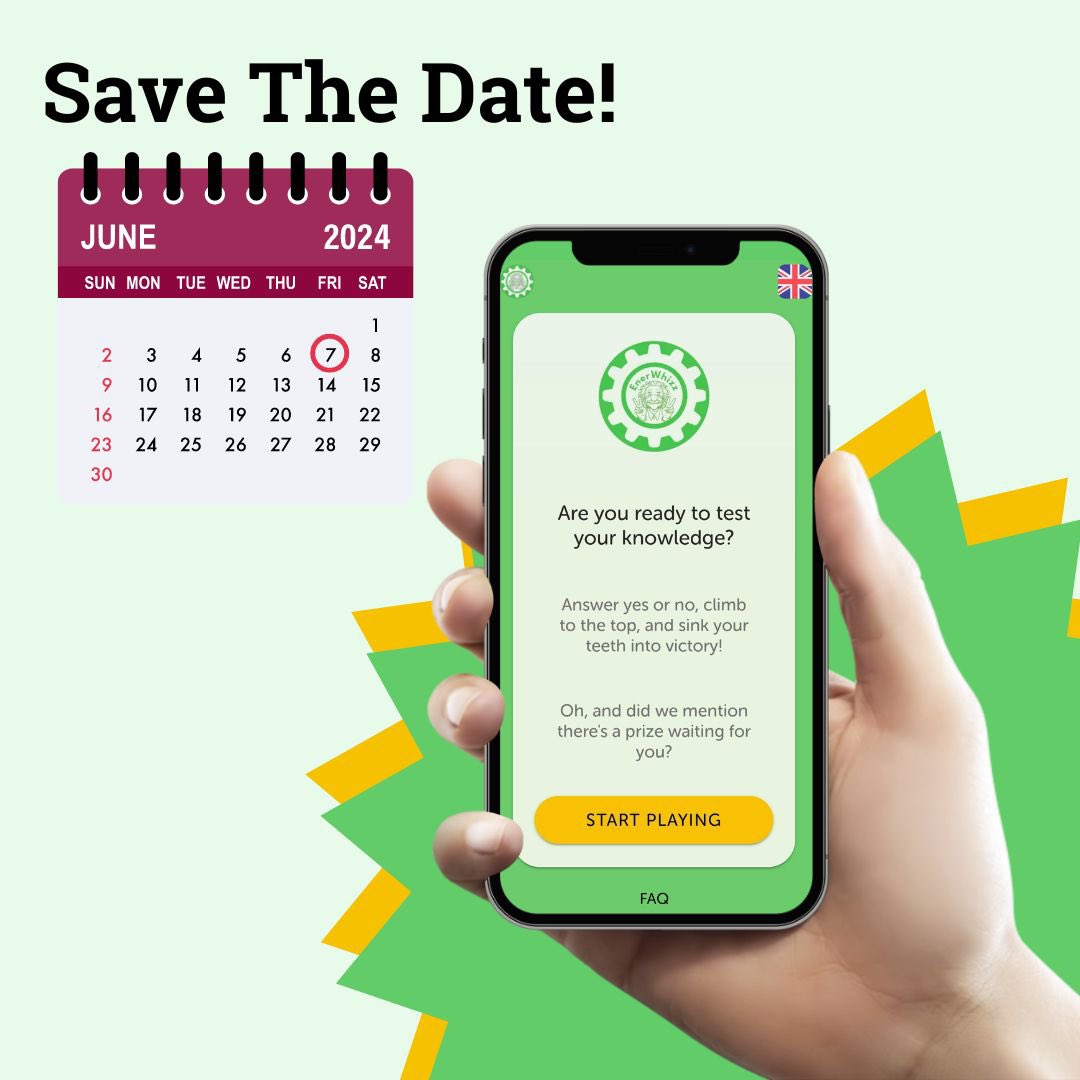 GreenCogEU's tweet photo. 🌟 Introducing EnerWhizz! 🌟 Launching June 7, our new online quiz by EEIP makes learning about energy efficiency fun and interactive. Dive into @EENOVA_Project, challenge yourself, and climb the leaderboard! #EEIP #EnerWhizz #EnergyEfficiency #AppLaunch #SaveTheDate #EUSEW2024 https://t.co/cSBxMY7qQN