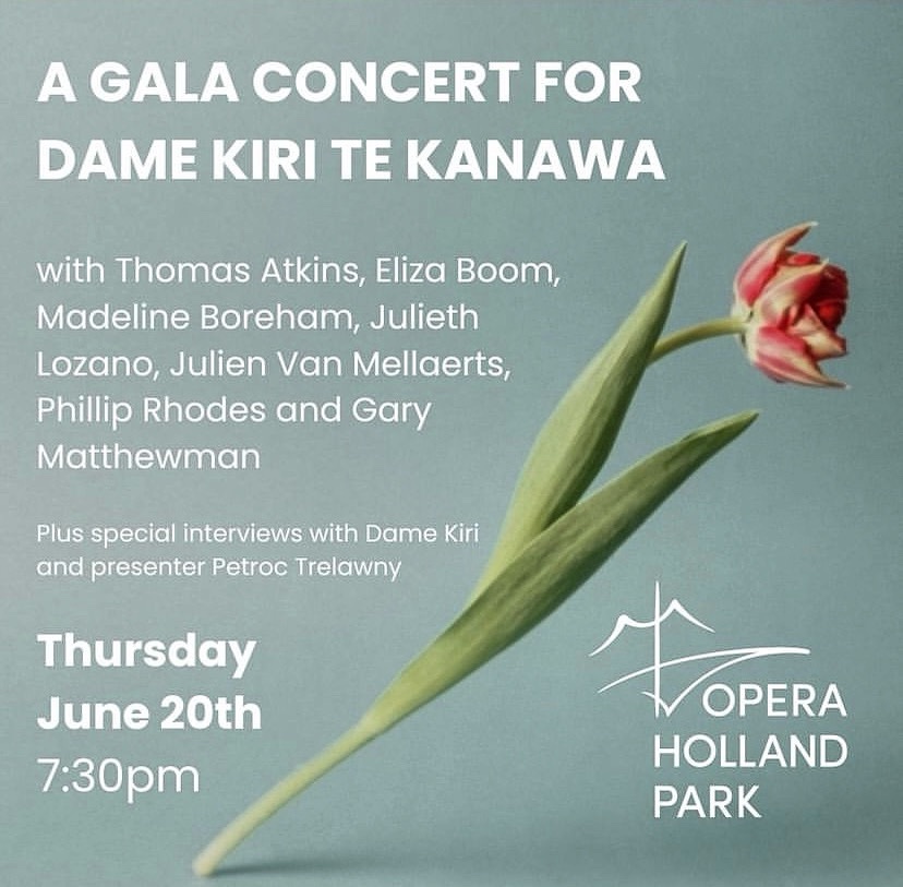 Just over a decade ago, I joined Dame Kiri as pianist on ITV’s Downton Abbey. This led to a years-long association in which I played for many of her last recitals and joined her UK Foundation as a trustee. Please join us <a href="/operahollandpk/">Opera Holland Park</a> for this special concert!