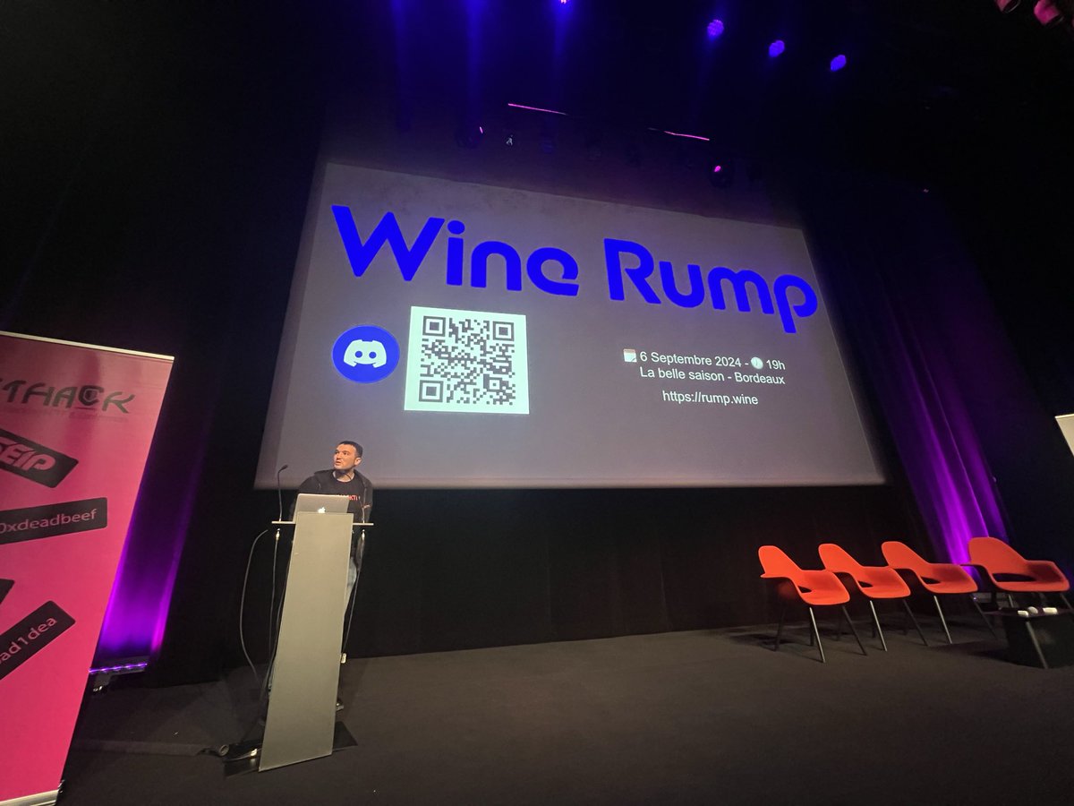 Le Call for Paper de #WineRump est ouvert !

<a href="/elvanderb/">Eloi Benoist-Vanderbeken</a> en a parlé lors de la <a href="/sth4ck/">Sthack</a> 🙏

Vous souhaitez présenter un sujet technique et/ou fun sur un format de 10min ? 👇
📧 contact [at] rump.wine