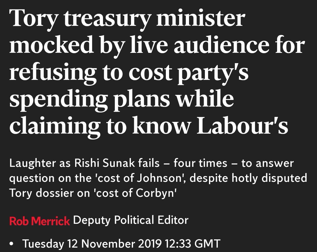I'm old enough to remember when a then unknown Rishi Sunak bullshitted about Labour's manifesto costings in 2019 - and was mocked for it.