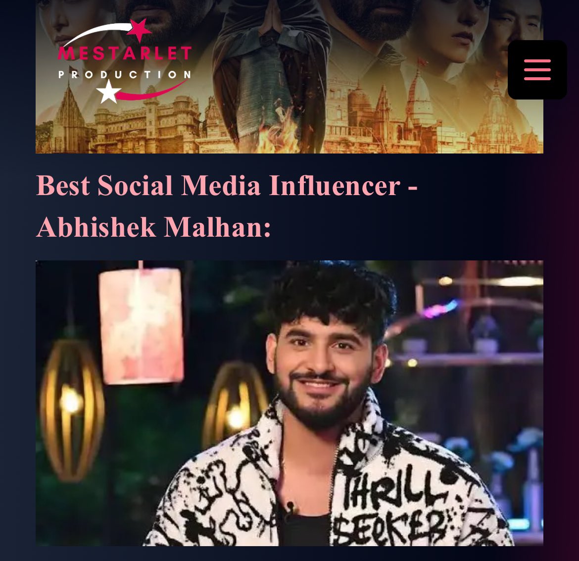 Nain_story's tweet photo. Congratulations @AbhishekMalhan4 🐼🫶..

For winning “Best Social Media Influencer” Award at “ #MeStarlet ” 🤍

#AbhishekMalhan #PandaGang #FukraInsaaan https://t.co/sadfs2EcC5