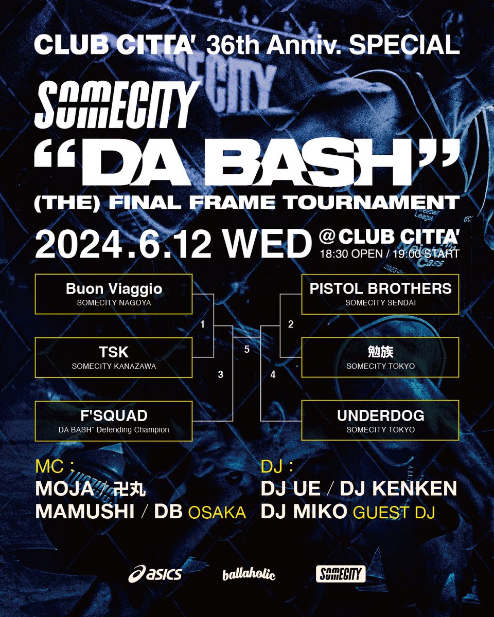 CLUBCITTA_1988's tweet photo. SOMECITY “DA BASH”🏀
トーナメント表が解禁🔥

クラブチッタの36周年を記念した1DAYトーナメント！
優勝はどのチームになるのか！？

ぜひ会場で見届けてください！

詳細&amp;🎫→https://t.co/L47Jo4AHtB

#SOMECITY #DABASH #SOMEICITYDABASH #クラブチッタ #clubcitta https://t.co/GN7X5Ai7sm