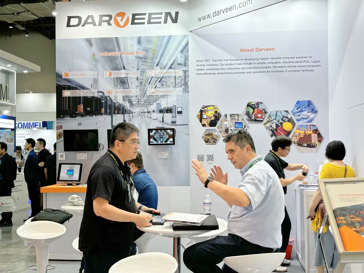 DarveenTechnol2's tweet photo. At this exhibition, Darveen is showcasing a wide range of products including rugged tablets, industrial computers, vehicle mount computers, industrial panel pc, medical panel pc, and embedded computers. 
 
#DarveenEvents #Computex2024 #Ruggedtablets #Embeddedcomputers #IPC https://t.co/PM1oSB2sMN