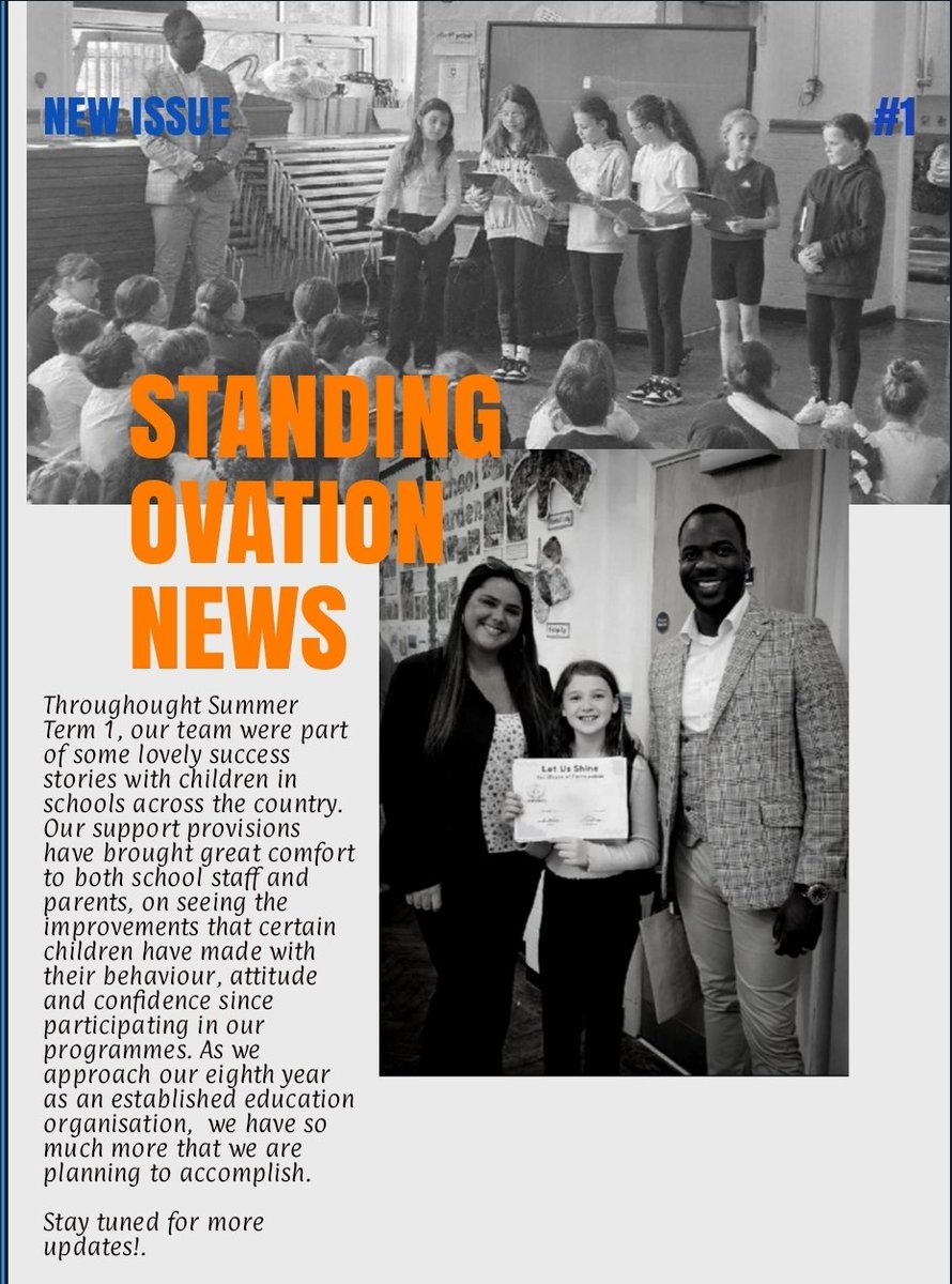 Issue 1 - Standing Ovation News 

Every month, we'll be updating you on our progress in schools across the country. Stay tuned! 📰 

#StandingOvationProject #StandingOvationNews