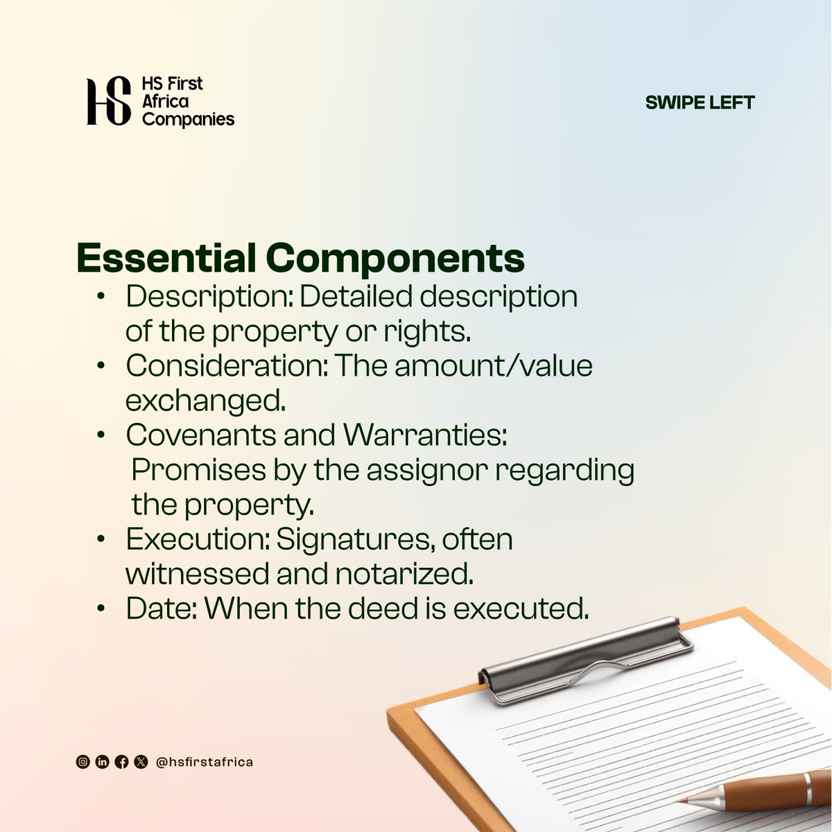 hsfirstafrica's tweet photo. Unlocking the Essentials of a Deed of Assignment 🔑
Understand key elements, involved parties, and legal requirements for smooth ownership transfer in real estate, IP, and business. Protect your interests!
#LegalTips #PropertyTransfer #DeedOfAssignment https://t.co/ZZyytJW0kE
