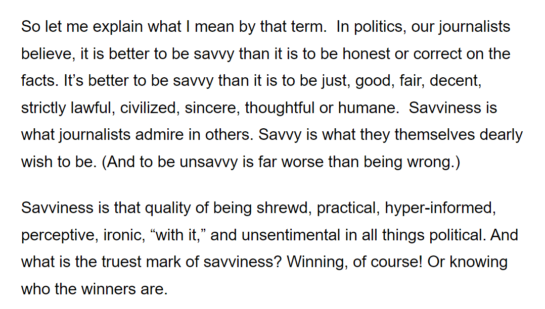 Samfr's tweet photo. Jay Rosen nailed this phenomenon years ago in his "cult of savviness" articles. https://t.co/i7AYlLvIjW
