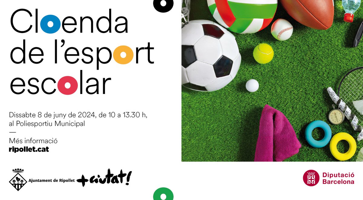 El Poliesportiu Municipal acollirà aquest dissabte al matí la Festa de cloenda de l’esport escolar, on s'ha convidat als més de 900 infants i joves que enguany han participat en les diferents disciplines esportives escolars.
#esportescolar
ripollet.cat/serveis/esport…