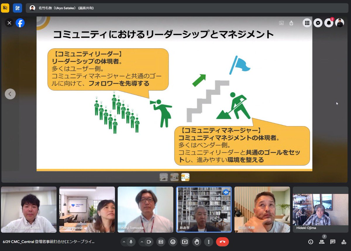 #CMC_Central 、チケットはSold Outになりましたが、その期待値に応えるべく、各セッション内容のブラッシュアップが進行中！

今日は豪華なメンツによる エンタープライズ企業 x コミュニティセッションのスピーカー顔合わせ。コレは目玉セッションになりますね!!
#コミュニティマーケティング