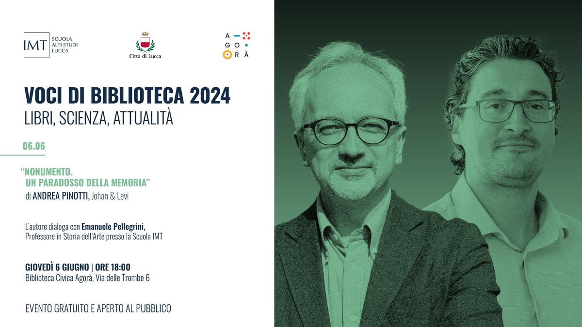 Monumenti. Contromonumenti e antimonumenti, o meglio "nonumenti". Memoria e oblio. Se ne parla #domani #6giugno a #Lucca per #vocidibiblioteca con Andrea Pinotti ed Emanuele Pellegrini👇#VdB24 #booksbooksbooks #bookslover #terzamissione