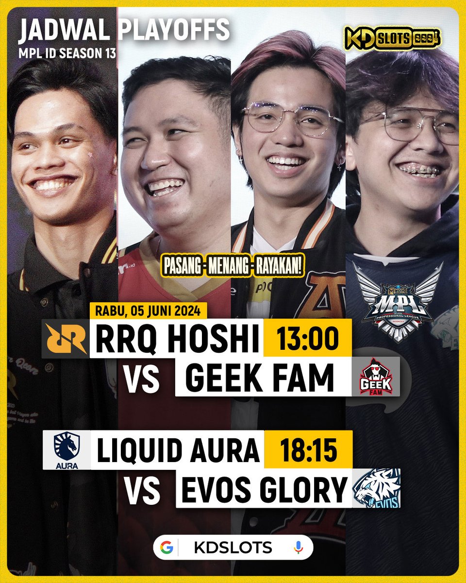 ofckds's tweet photo. JADWAL PLAYOFFS MPL ID - KDSLOTS

Pertempuran BO 5 yang berdarah akan menjadi penentu bagi RRQ Hoshi, GEEK FAM, Liquid Aura, dan EVOS Glory. Jangan lupa buat pasang bet Mpl id nya di KDSLOTS.

#WeOwnThis #MPLIDS13 #Playoffs #geek #rrq #liquidaura #evos #mobilelegends #mpl https://t.co/WtLAdy1YhB