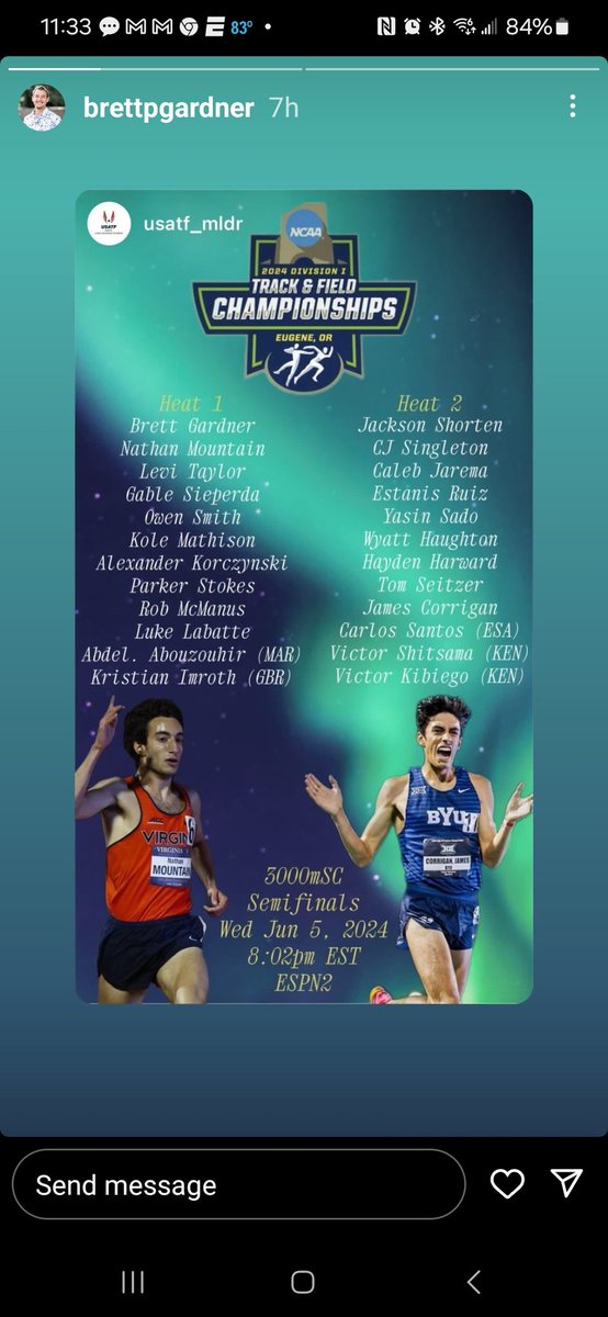 bobbyg2280's tweet photo. Brett is at the NCAA Track &amp; Field National Championships.  Good Luck, Brett. https://t.co/ESNqNXmbww