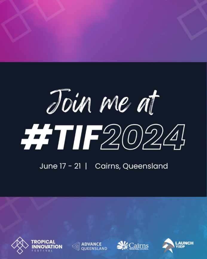 I'm excited to share that I will be one of the speakers at the Tropical Innovation Festival 2024 in Cairns this month!
#TIF2024 brings together a dynamic community of founders, thought leaders, investors, and more, all dedicated to fostering growth and innovation across Australia
