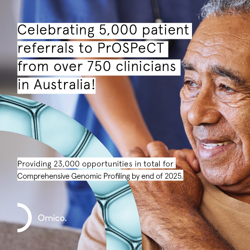 We are thrilled share that over 5000 patients have been referred to PrOSPeCT*, by over 750 clinicians! For more information on Omico and PRoSPeCT,  click here omico.com.au/news/4073/ #CancerMeetsItsMatch #PrecisionOncology #ClinicalTrials
