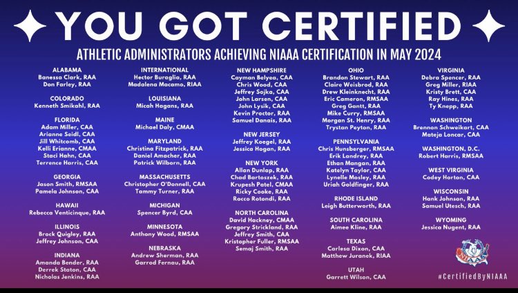 Congratulations to Leigh Butterworth, Davies Career Tech HS for attaining her RAA in her first year as Associate AD!