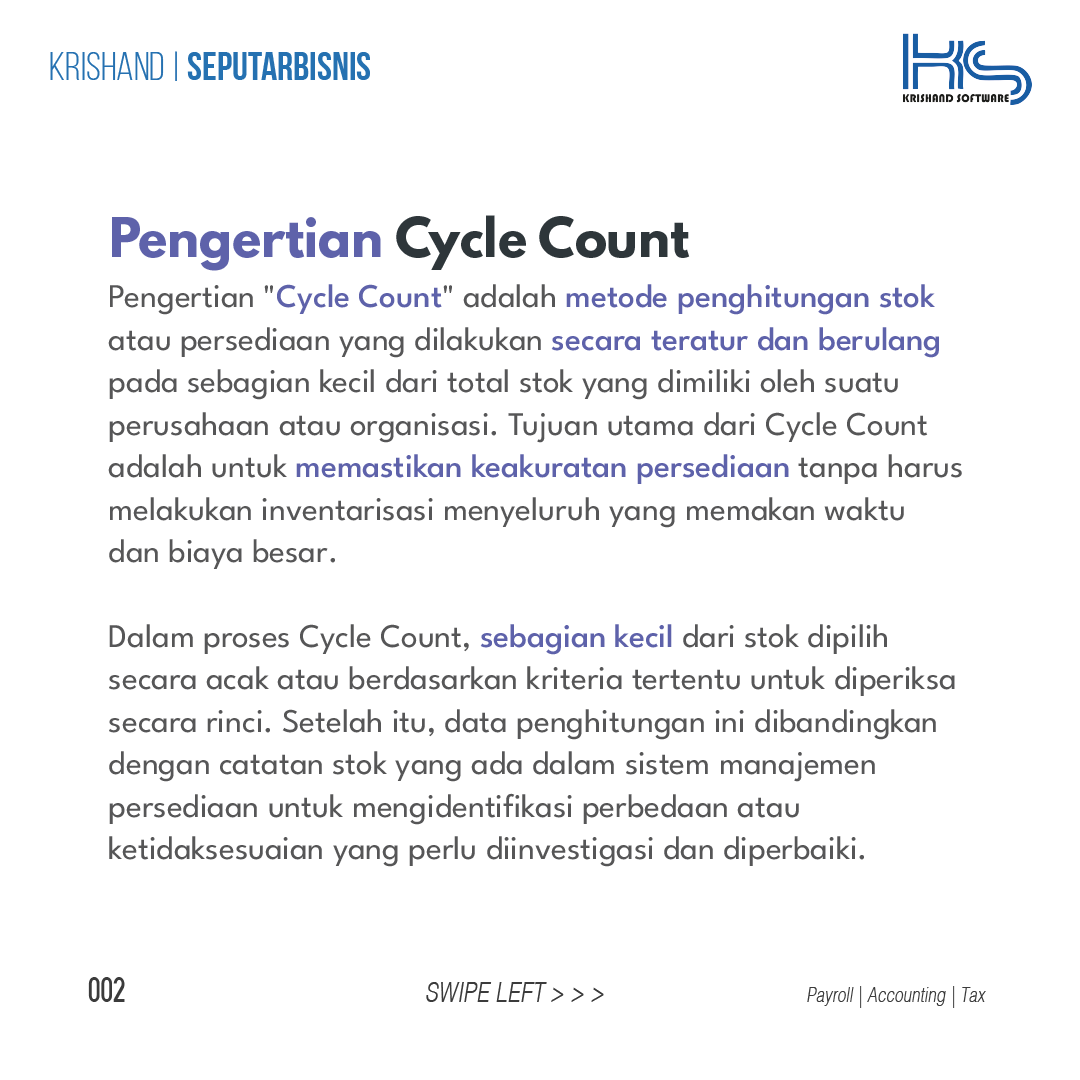 krishand's tweet photo. Dalam praktik manajemen gudang, terdapat sebuah istilah yang dikenal sebagai “Cycle Count“. Ini merupakan metode atau teknik yang umum digunakan untuk melakukan perhitungan stok secara berkala dan akurat. 

https://t.co/4md0EG6o5w

#cyclecount #inventory #stokbarang #krishand https://t.co/ROeUBft5cz