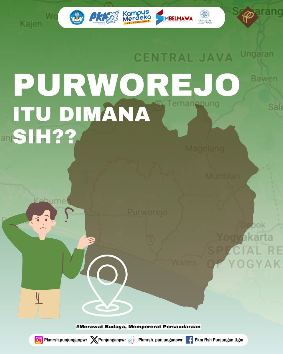 Punjunganpwr's tweet photo. "Merawat Budaya, Mempererat Persaudaraan." 

Halo, Sobat PKM! 
Siapa yang pernah ke Purworejo? Purworejo itu dimana sih? Yuk, simak informasinya di atas!

Ikuti terus perjalanan kami, ya! 

#pkm #pkm2024 #pkmpendanaan2024 #purworejo #geografis https://t.co/NDPXKkE9Rc
