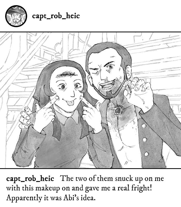 marchenbeat's tweet photo. behind the scenes while filming on the obra dinn!

don't think about it too hard, I just wanted to draw a bunch of characters being silly (and alive) for lighthearted fun 😛 https://t.co/rV5FhHIZIm