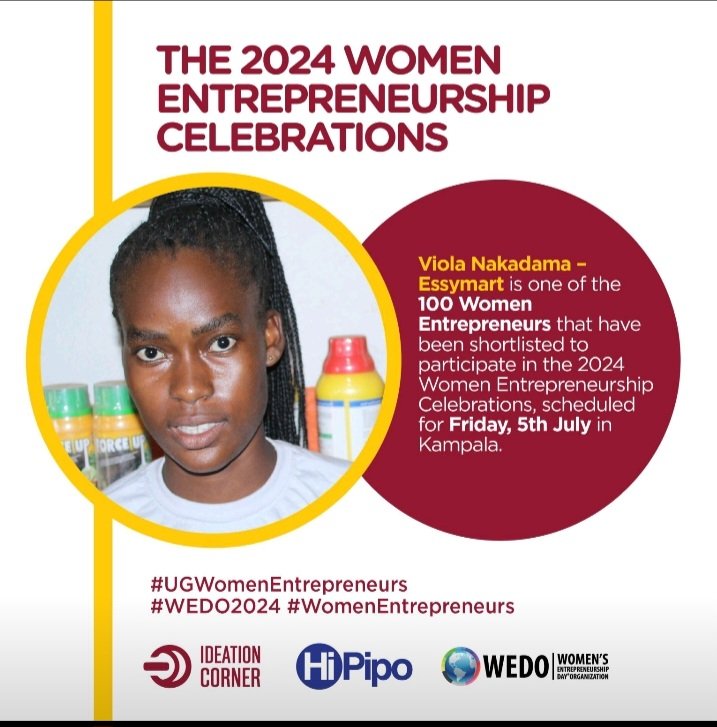 Essymart Co-founder was selected among the exceptional women entrepreneurs who will be celebrated at the 2024 Women Entrepreneurship Celebrations in Kampala on July 5th. 
essymart.com