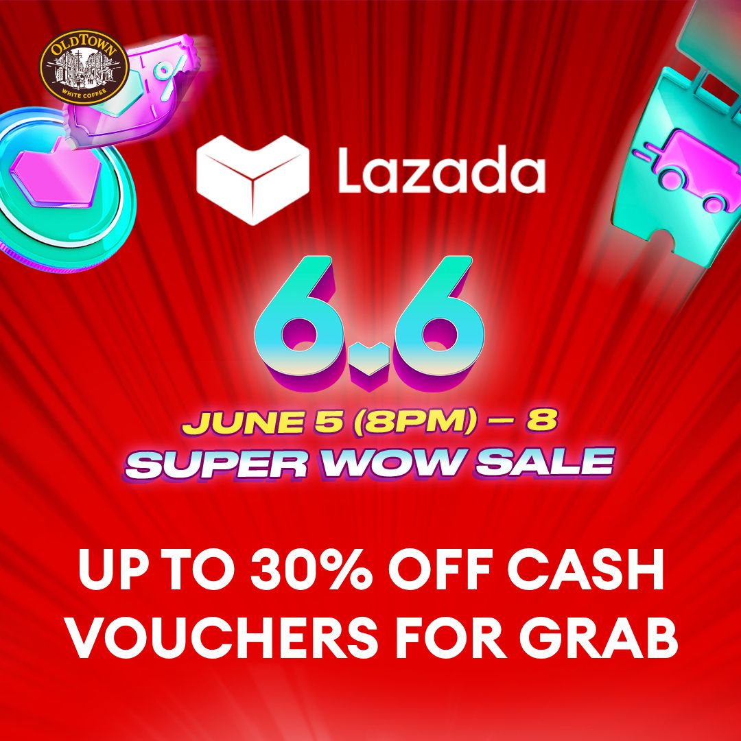 Lazada 6.6 SUPERWOW Sale! Sip, sip, hooray! Your kopitiam cravings just got more affordable with the OldTown White Coffee e-cash voucher, available from today at 8 PM till June 8, 2024. ⏰

Add cart now: bit.ly/48MUNmE

*T&amp;C Apply

#OldTownWhiteCoffee