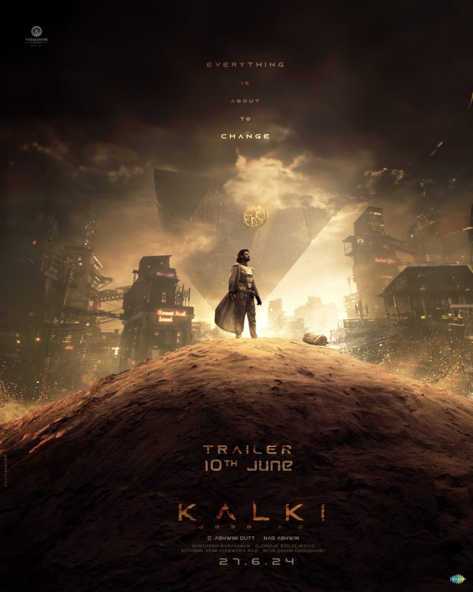 syncslatemedia's tweet photo. 𝐀 𝐍𝐄𝐖 𝐖𝐎𝐑𝐋𝐃 𝐀𝐖𝐀𝐈𝐓𝐒!

#Kalki2898AD Trailer on June 10th. 

@SrBachchan @ikamalhaasan #Prabhas  @deepikapadukone @nagashwin7 @DishPatani @Music_Santhosh @VyjayanthiFilms @Kalki2898AD @saregamaglobal @saregamasouth #Kalki2898ADonJune27 https://t.co/C1JDlU8Ixm