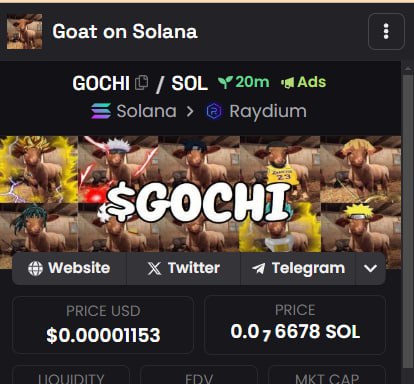 THE GOAT ADS STARTED MARKETING BOOST

HIT ROCKET AND FIRE

dexscreener.com/solana/DLjUVSY…

#GOCHI #SOLANA #MEMECOIN #X1000000