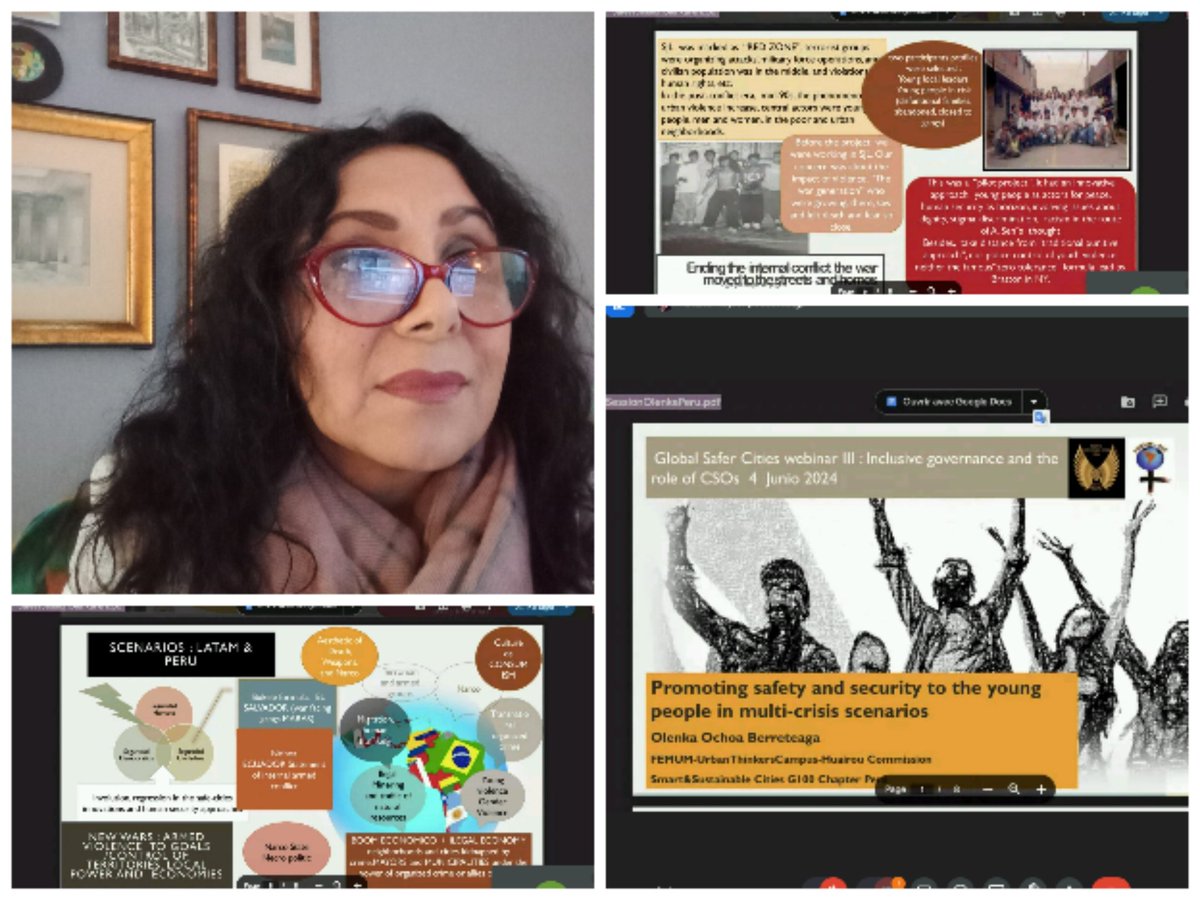Femum's tweet photo. #SaferCities webinar #3 Inclusive Gobernance &amp; rol of civil society.Sharing practices #Lima #Oslo #ElCairo #Nairobi. by @UNHABITAT @uclg_org #HabitatNorway #VibeLab @Right2CityGP @urbancampaign @HuairouConnect @CitiesAlliance @harbeenarora https://t.co/DnUejok3sG