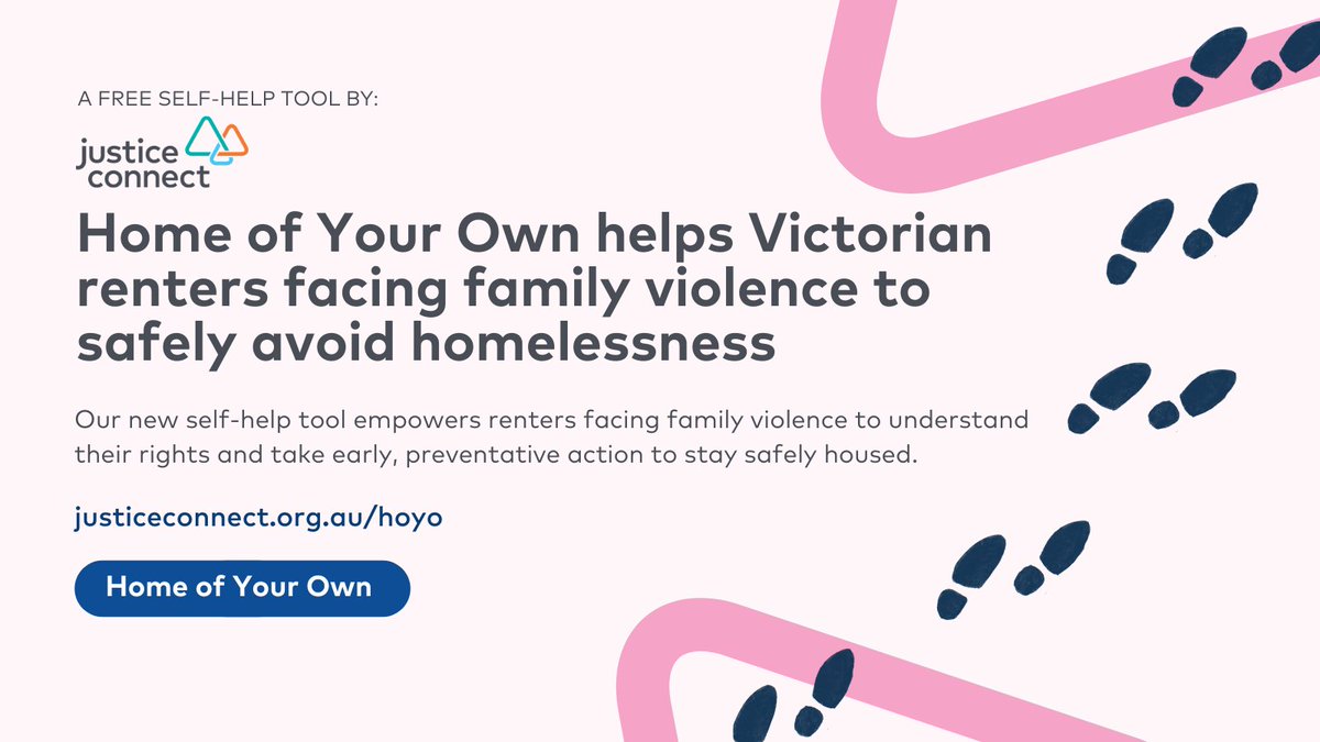 🏠 Our new self-help tool gives renters facing family violence:  

ℹ️ Personalised legal information  
👣 Practical guidance and steps 
📄 Customised document generators  
🙋🏽 Targeted pathways to additional support 

➡️ Visit Home of Your Own: justiceconnect.org.au/hoyo