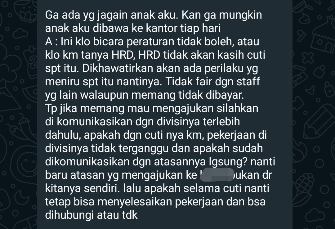 kapangdankamiww's tweet photo. Ngajuin resign dipersulit, dilempar sana sini, ga di acc, berujung dikasih janji manis mau disesuaikan gajinya setelah 3,5 tahun ga naik gaji dgn kerjaan seabrek. 

Giliran minta unpaid leave dijawabnya nti tetep bisa dihubungi soal kerjaan dan bisa selesain kerjaan apa engga https://t.co/RepSWQu9CE
