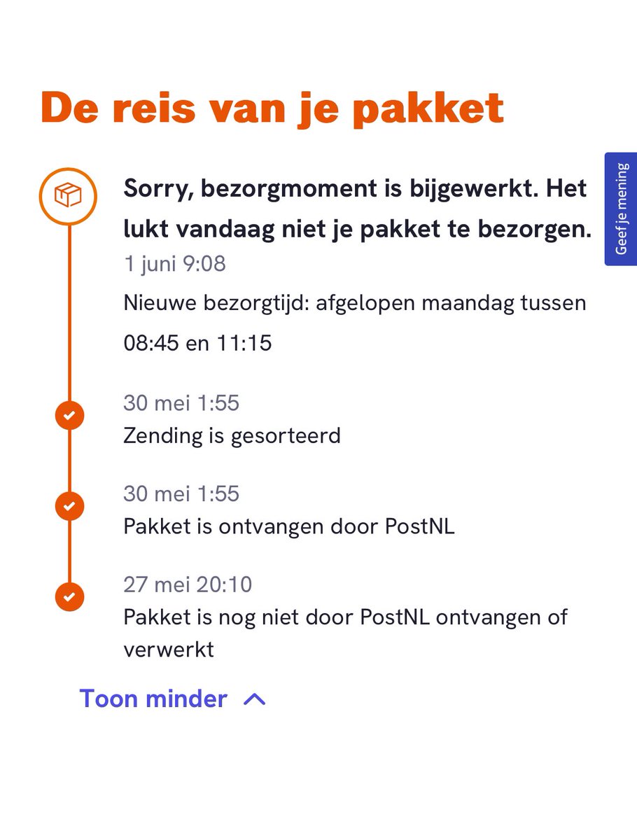 blauwwithart's tweet photo. @PostNL waarom krijg ik dit soort berichten als het er sterk op begint te lijken dat jullie het pakket gewoon kwijt zijn? Waarom krijg ik dan niet gewoon die melding, sorry we zijn je pakket kwijt? https://t.co/GoaBmI26Bz