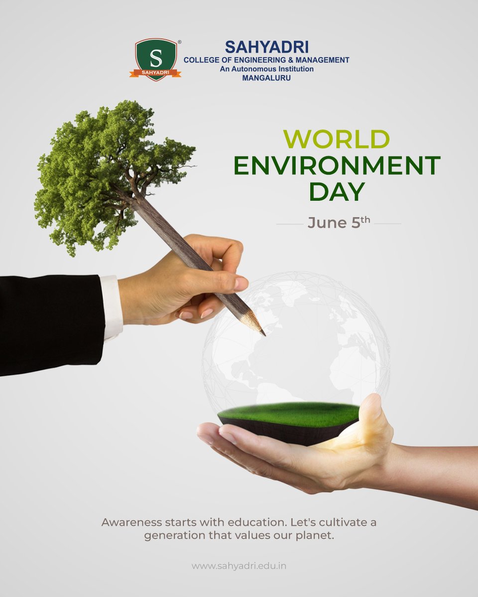 sahyadri_campus's tweet photo. 🌍 Happy World Environment Day! At Sahyadri College of Engineering &amp; Management, we believe that awareness begins with education. Let's work together to cultivate a generation that values and protects our planet📚.

#worldenvironmentday #sahyadricollege #engineeringandmanagement https://t.co/erGdHxaBFY
