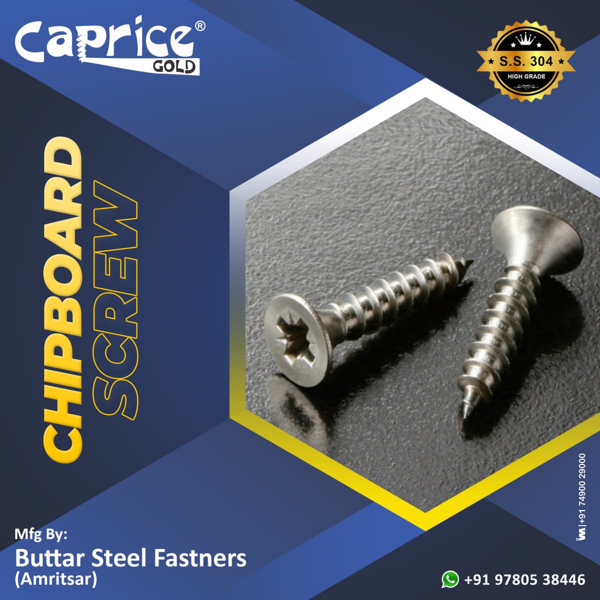 ibais_hardware's tweet photo. BUTTAR STEEL FASTENER - AMRITSAR
For enquiry via WhatsApp click:
https://t.co/fhgLO317l2
Mr. Harpreet Singh - 97805 38446
Mr. Tajinder Singh - 98145 10958
#ChipBoardScrew #WireNails #CombiWasherMachineScrew #MachineScrew #GateHook #WoodHook
.
@ibais_hardware https://t.co/oTpCysUEyC