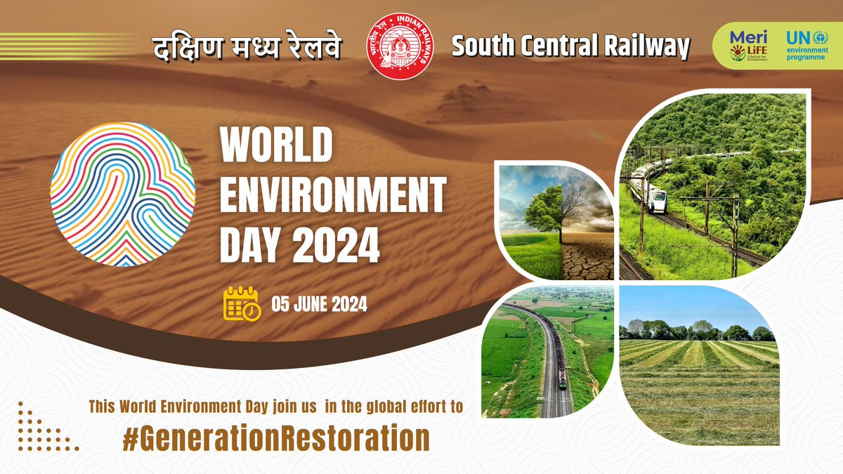 SCRailwayIndia's tweet image. World Environment Day🌏🌴

💦☄️🌈Together, Let's Restore, Replenish, and Rejuvenate Our Planet for a Sustainable Future

#WED2024 #MissionLiFE #RestoreOurEarth #WorldEnvironmentDay